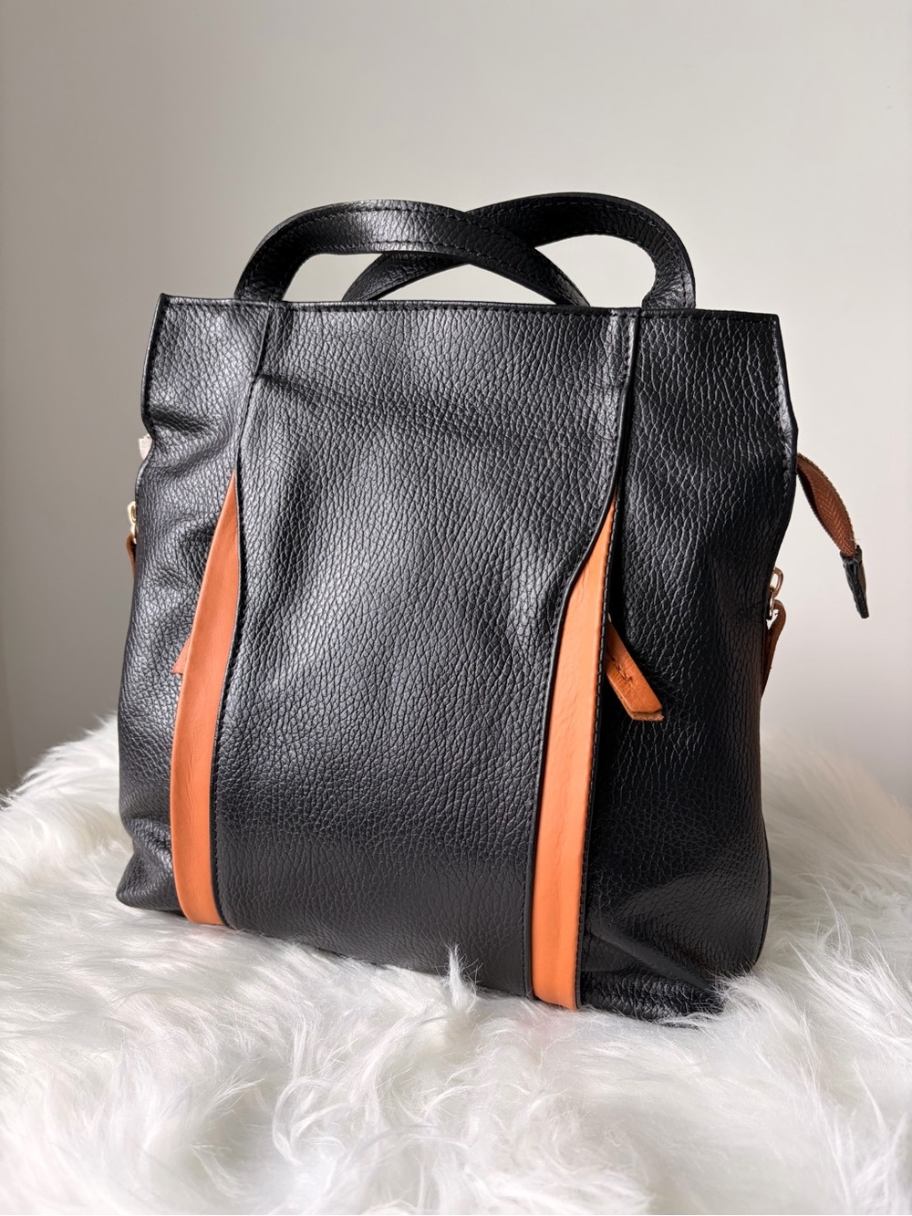 Valentina Two Tone Pebbled Leather Convertible Bag